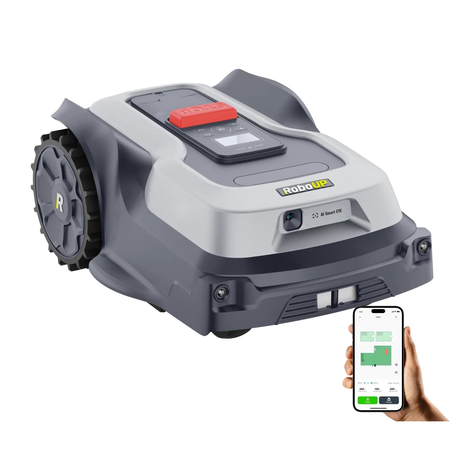 RoboUP T600 Mähroboter ohne Begrenzungskabel Max. 800 qm Automatisches Mähen