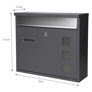 ML-Design Standbriefkasten, anthrazit-silber, mit Namensschild und Pfosten (120 cm).