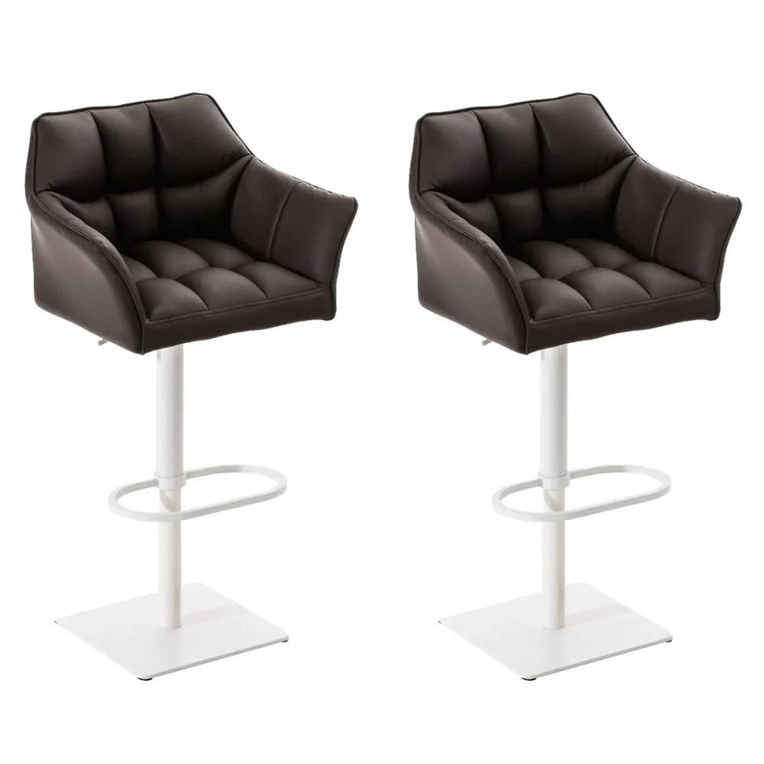 CLP 2er Set Barhocker Damaso Kunstleder Braun/Weiß