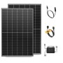 Solakon Balkonkraftwerk Komplettset: 2 schwarze Solarmodule, Wechselrichter, 5m Anschlusskabel.