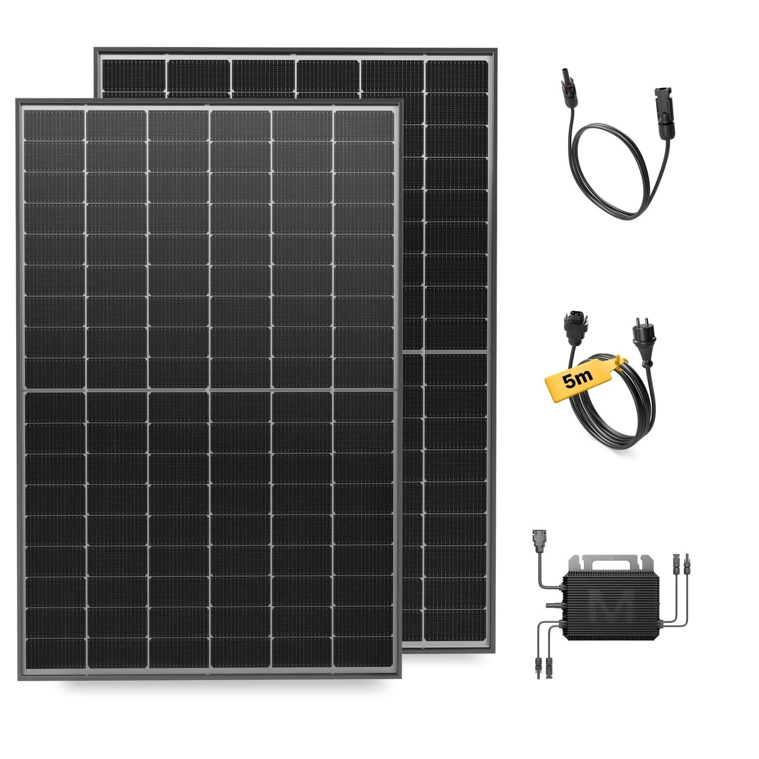 Solakon Balkonkraftwerk 900W Solaranlage Steckerfertig Komplettset Photovoltaik Anlage 800W Kabellänge 5m