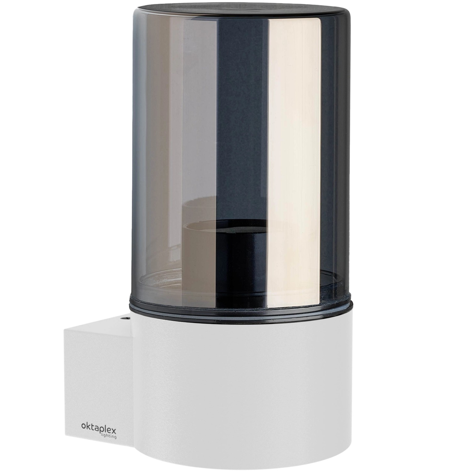 Oktaplex Puno Wandleuchte Außen E27 Fassung Rauchglas IP44 Aluminium Weiß 2 günstig online kaufen