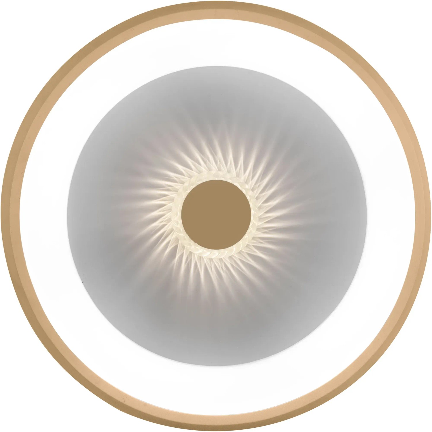 LED-Deckenleuchte Vertigo in Messing-Optik, Ø 46,5 cm, mit Kristall-Effekt für Wohnraum.