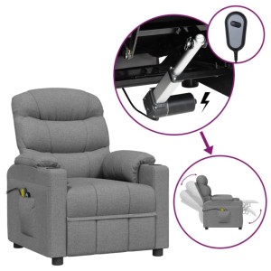 vidaXL Massagesessel Elektrisch Hellgrau Stoff 3143503
