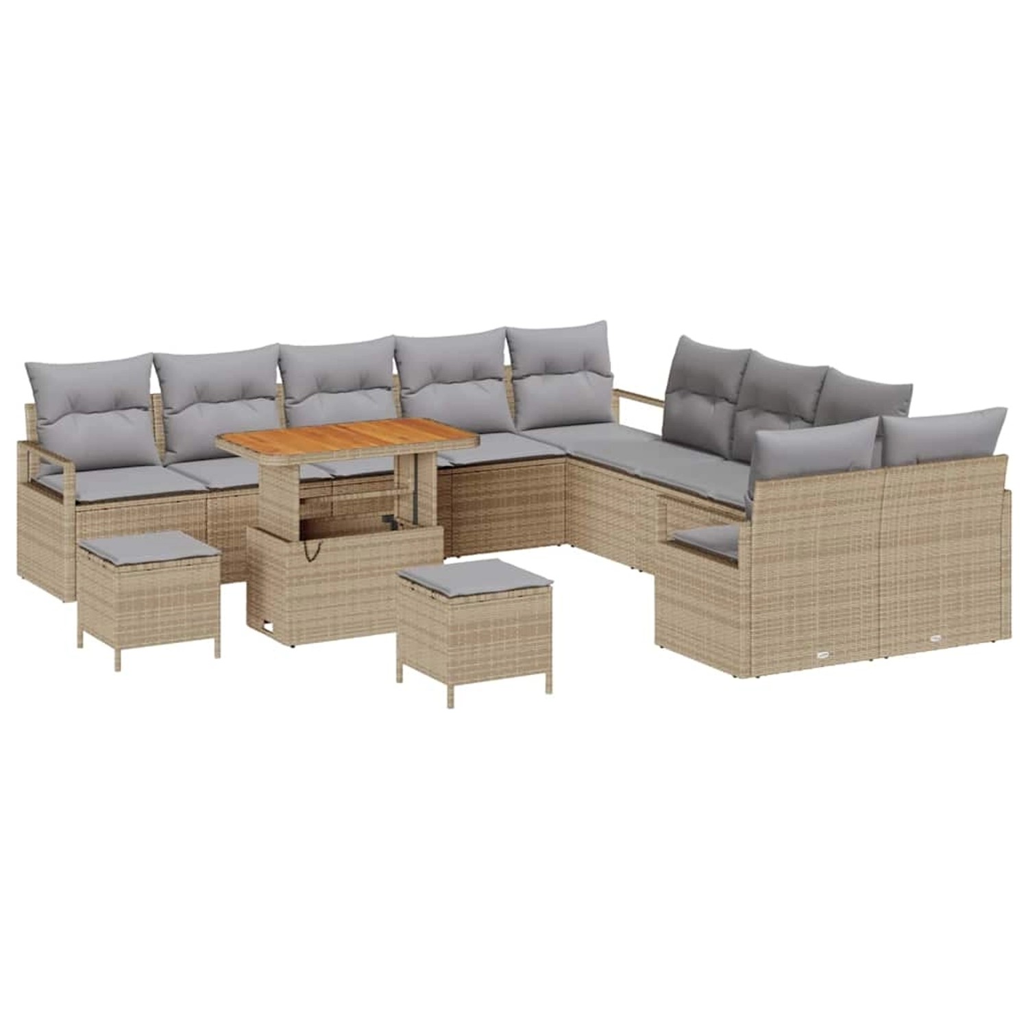 vidaXL Garten-Sofa-Set mit Kissen 13-Tlg Beige Poly Rattan 3362587 günstig online kaufen