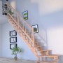 Gewendelte Treppe Lindos aus Buche mit Holz-Edelstahl-Geländer, 100 cm breit, für den Innenbereich.
