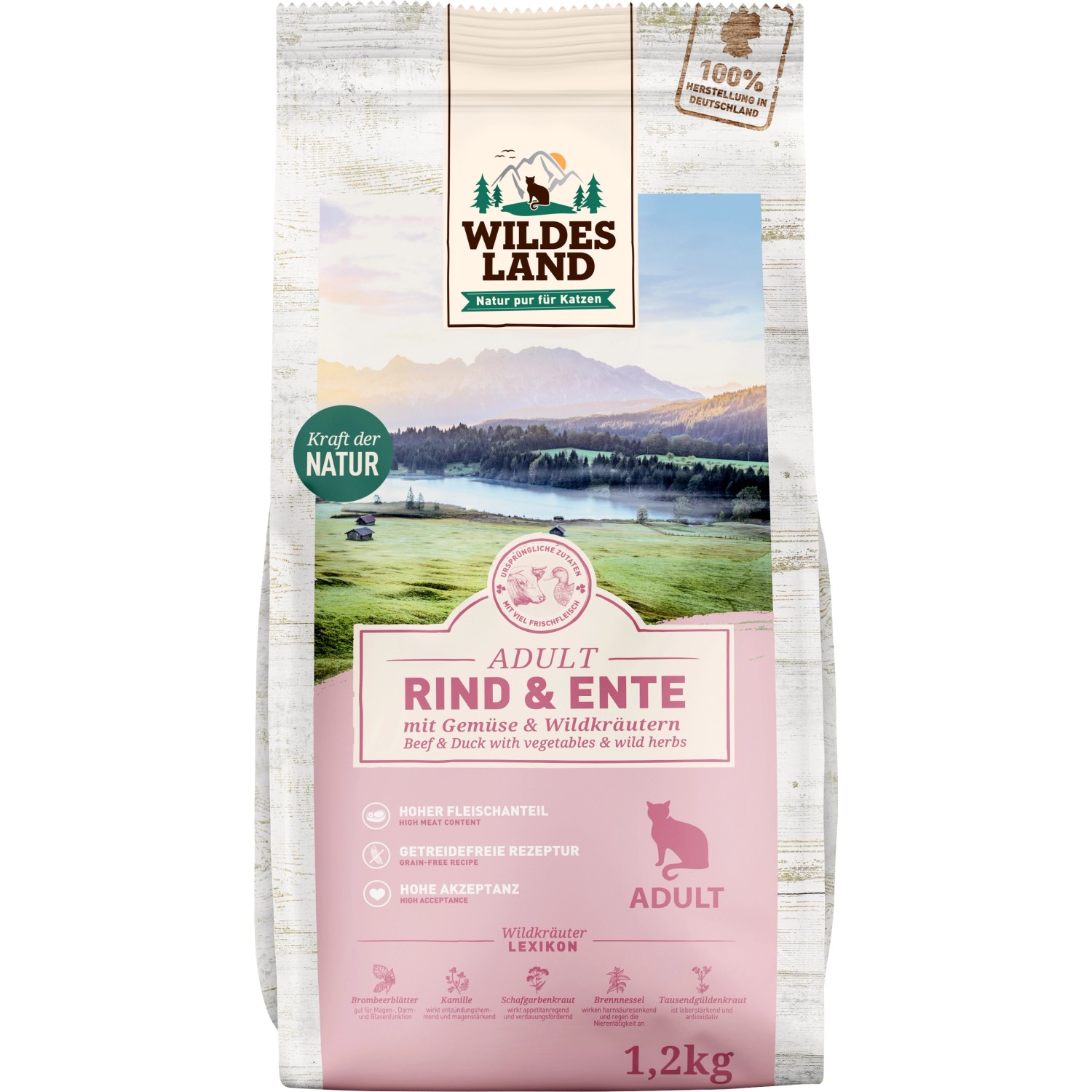 Wildes Land Katzen-Trockenfutter Rind und Ente 1,2 kg