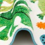 Detailansicht: Bunter Kinderteppich mit Urwald-Motiv, 120x170cm. Kurzflorteppich mit grünen Blättern und Tieren.