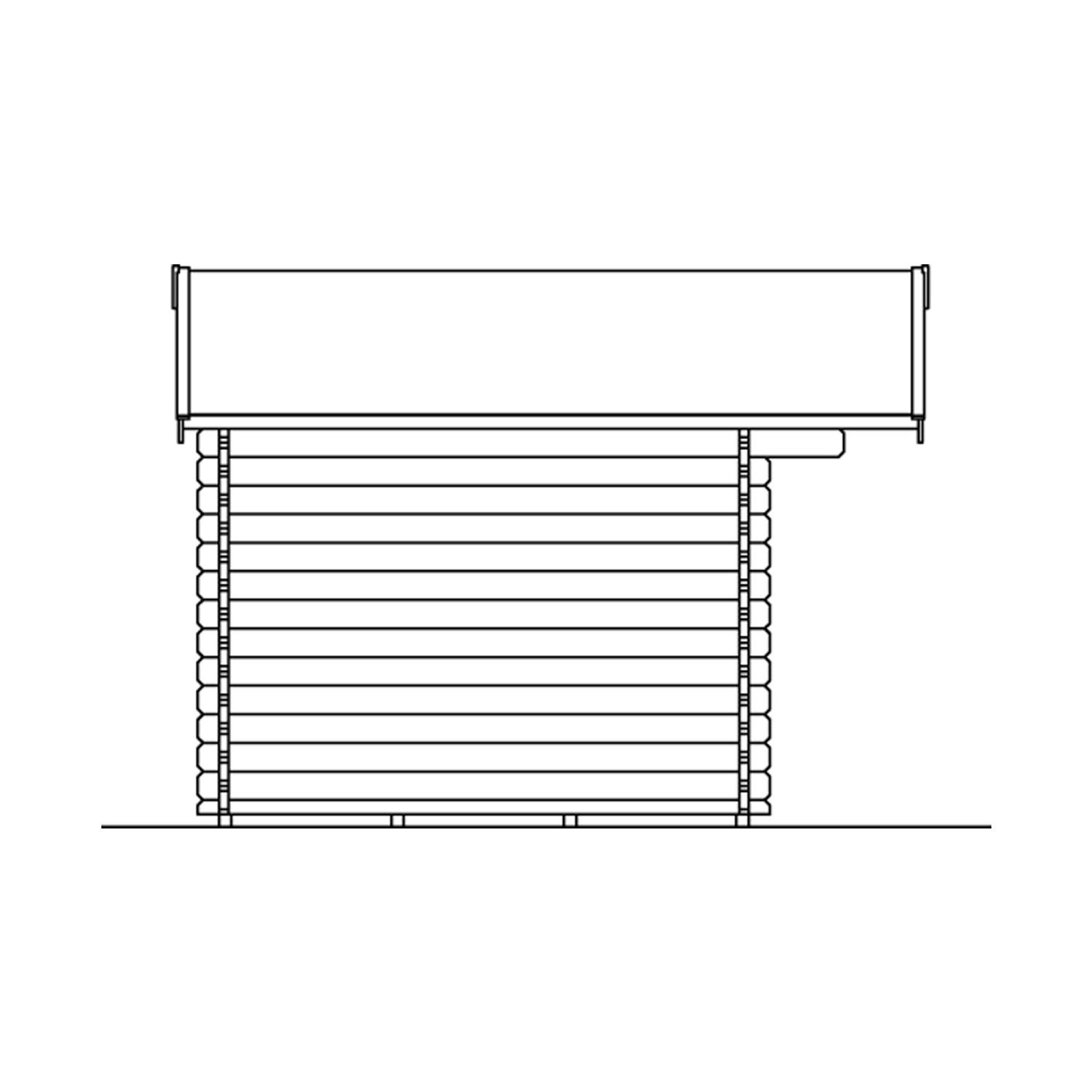 Illustration des Skan Holz Gartenhaus Narvik 2, 300x250 cm, aus unbehandeltem Holz.
