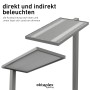 Silberne Oktaplex LED Stehlampe Malmö mit direkter und indirekter Beleuchtung.