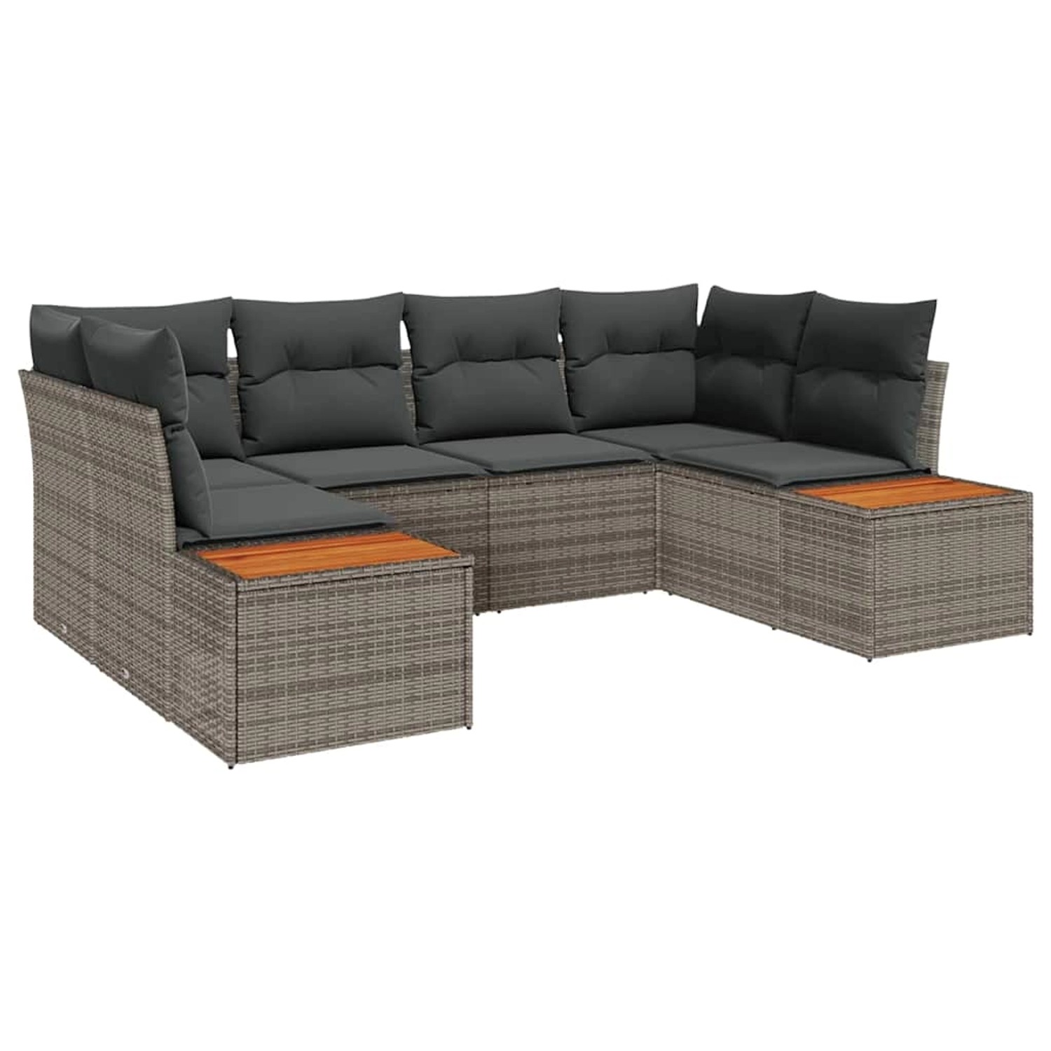 vidaXL Garten-Sofa-Set mit Kissen 6-Tlg Grau Poly Rattan 3348155 günstig online kaufen