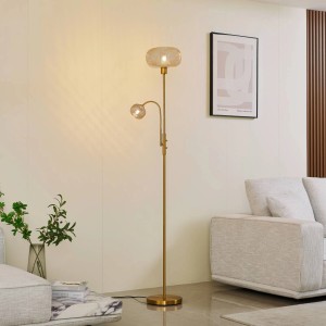 Lindby Stehlampe Aliette 10030729 Modern in Gold Messing aus Metall 2-flammig E27 Wohnzimmerleuchte