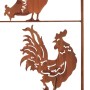Kobolo Gartenstecker FLOCK mit Hühner-Motiv, Rankhilfe aus Metall in Rostoptik, 151 cm hoch.