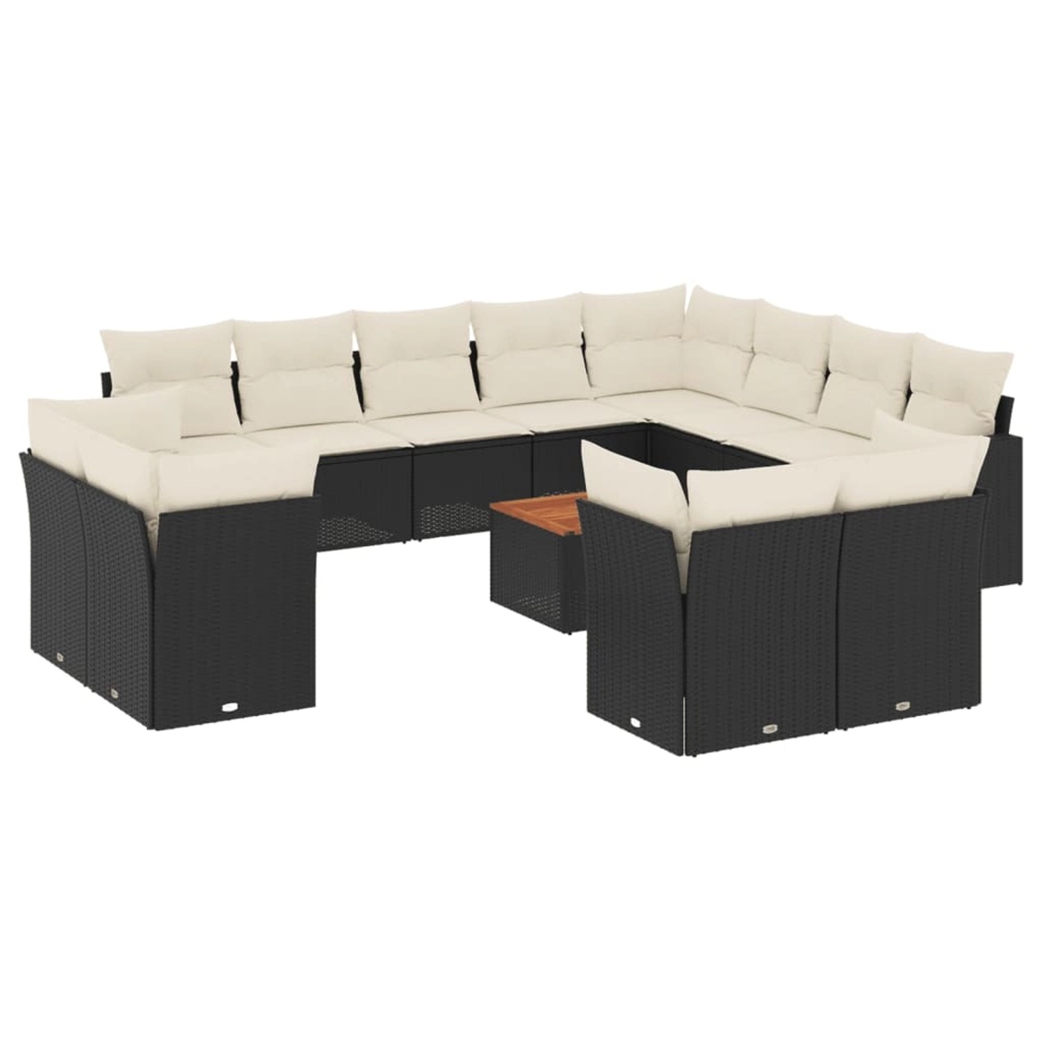 vidaXL 13-Tlg Garten-Sofagarnitur mit Kissen Schwarz Poly Rattan 3223949 günstig online kaufen