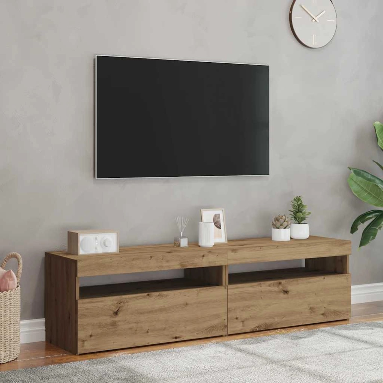 vidaXL TV-Schränke mit LED-Leuchten 2 Stk Artisan-Eiche Holzwerkstoff 85631 günstig online kaufen