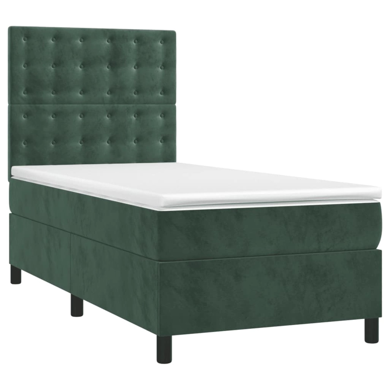 vidaXL Boxspringbett mit Matratze & LED Dunkelgrün 90x200 cm Samt 3136344 günstig online kaufen