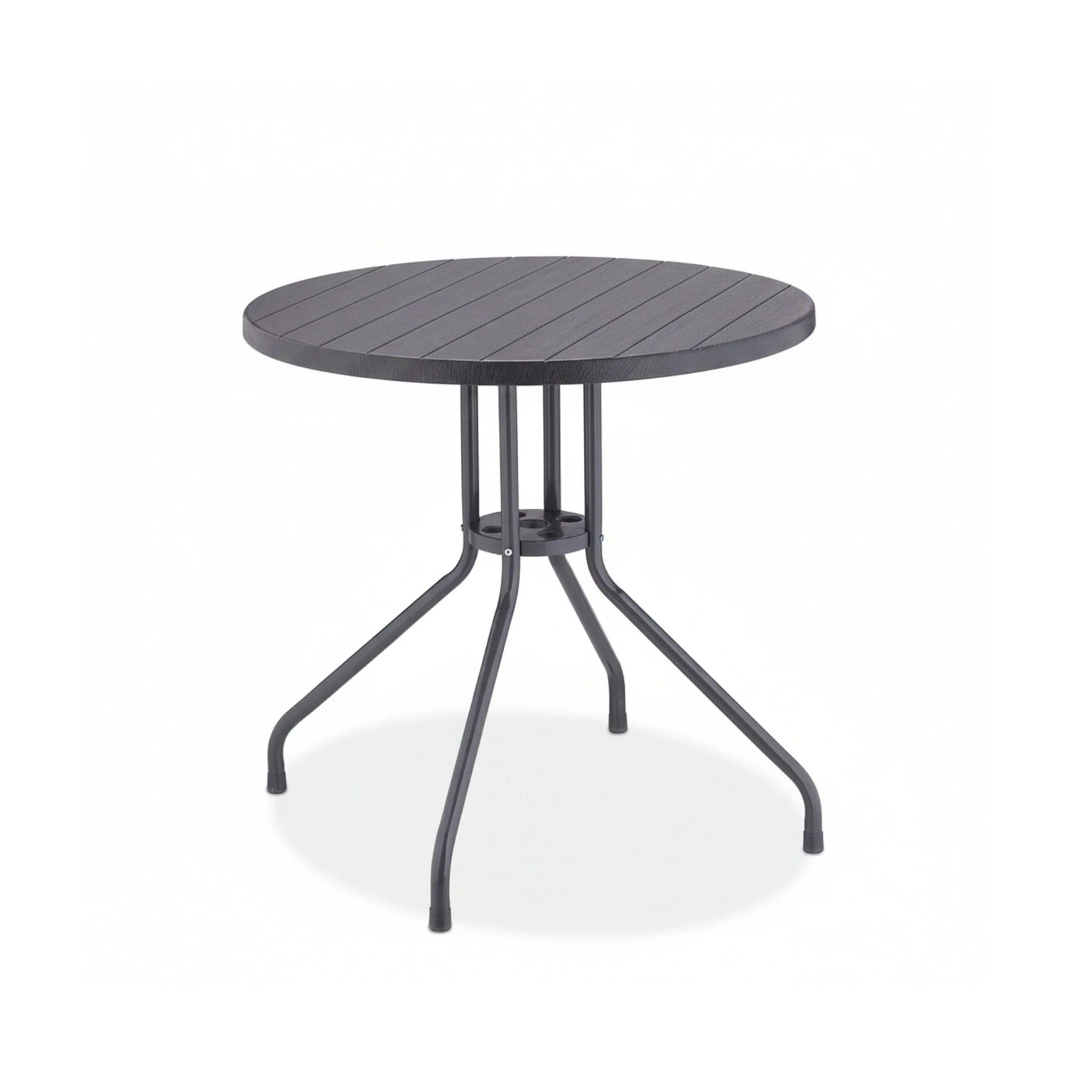 Relaxdays Gartentisch Kunststoff Stahl Grau Holzoptik 75 cm x ø 80 cm 5,5 kg