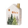 Weihnachtliches Windlicht Haus, 14,5 cm, weiß mit Tannenbaum-Motiv, für Teelichter.