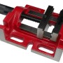 Rotwerk Maschinenschraubstock MSS75 VH, rot, mit Spannbacken und Anzugsspindel für Bohrarbeiten.