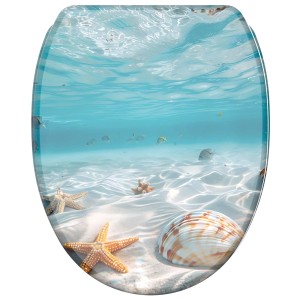 SANILO WC-Sitz Waterworld mit Absenkautomatik und Strandmotiv.