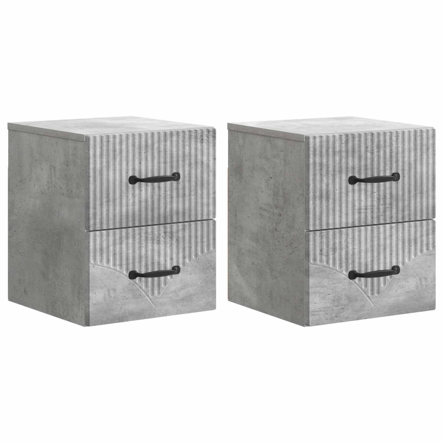 vidaXL Wandmontierter Nachttisch 2 Stk Betongrau 34,5 x 33 x 40 cm 898982
