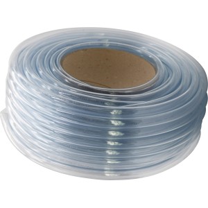 Aufgerollter, transparenter Fitt Glasklarschlauch (Ø 12 mm) für Garten, Industrie und Aquaristik.