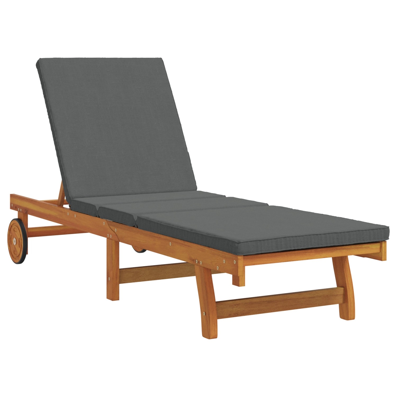 vidaXL Sonnenliege mit Rädern und Kissen Dunkelgrau Massivholz 4105536 günstig online kaufen