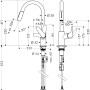 Technische Zeichnung: Hansgrohe Focus Küchenarmatur 240mm, Chrom, mit Maßen.