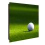 Schwarzer Schlüsselkasten mit Glasfront, Golfball-Motiv, 50 Haken, magnetisch und beschreibbar.
