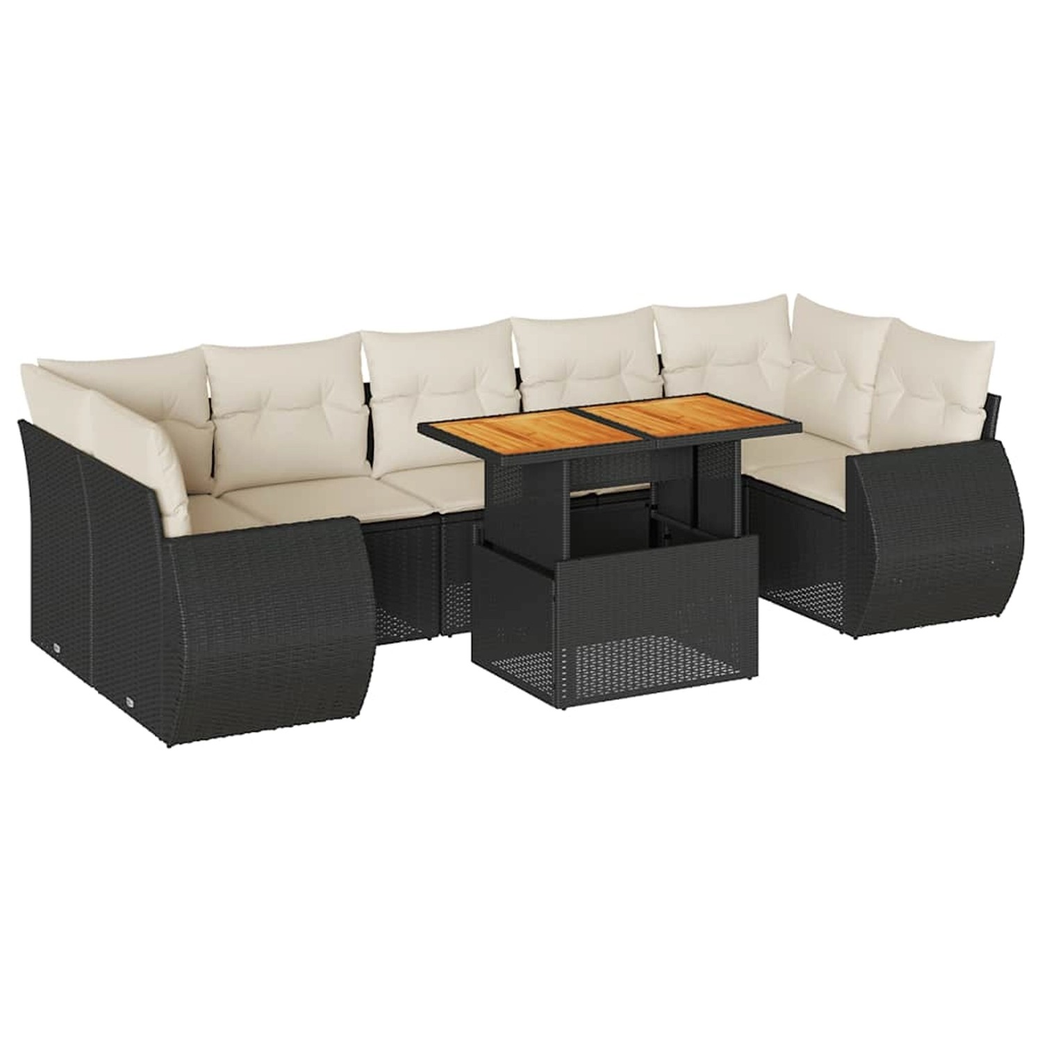 vidaXL 8-Tlg Garten-Sofagarnitur mit Kissen Schwarz Poly Rattan 3327234 günstig online kaufen