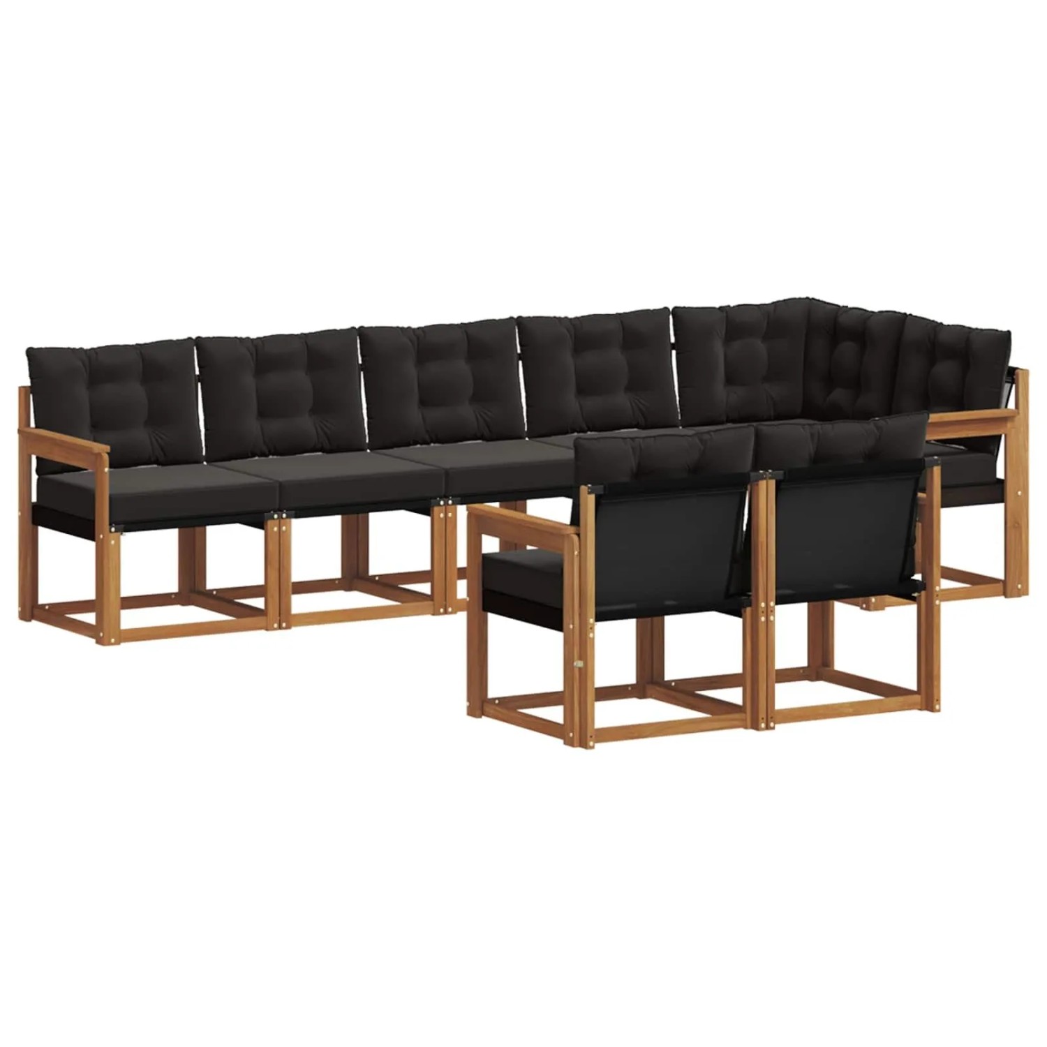 vidaXL Outdoor-Sofagarnitur mit Kissen 8-Tlg Natur und Schwarz 3368779