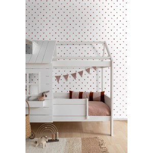 ESTAhome Tapete Herzchen Weiß und Rot 50 x 900 cm