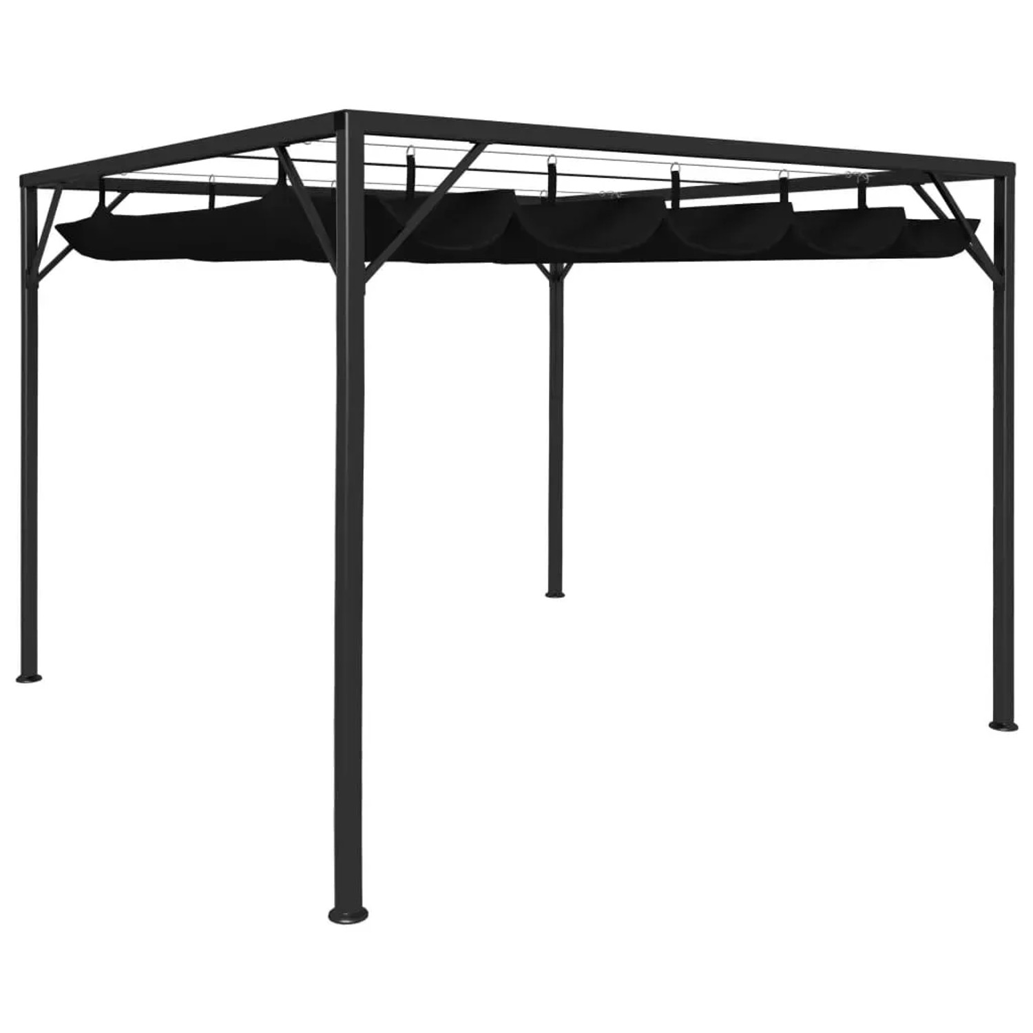 Anthrazitfarbener vidaXL Gartenpavillon 3x3 m mit ausziehbarem Dach.