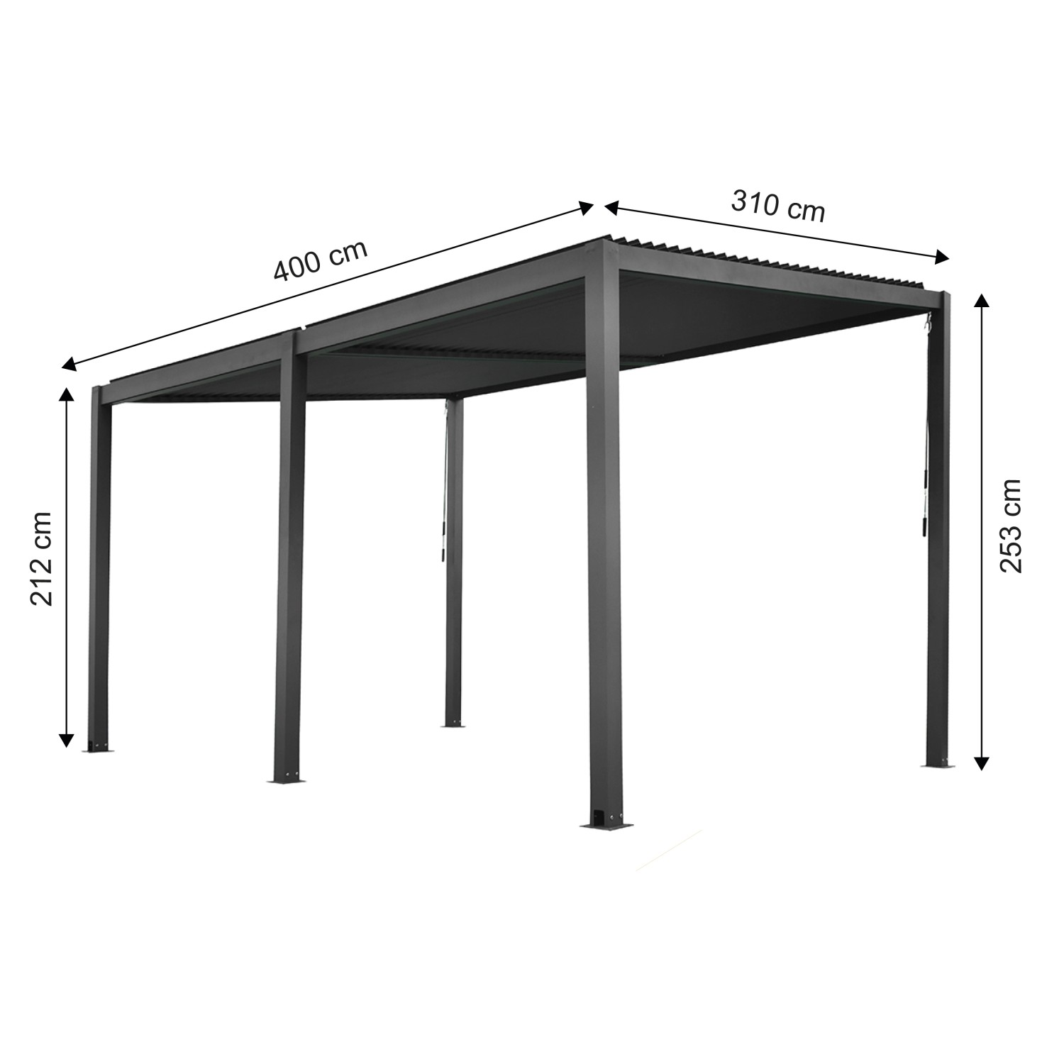 Floraworld Pergola mit Lamellendach, anthrazitfarbene Terrassenüberdachung, 400x310 cm.
