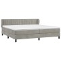 Hellgraues vidaXL Boxspringbett 200x200 cm mit Samtbezug, Matratze und Kopfteil.