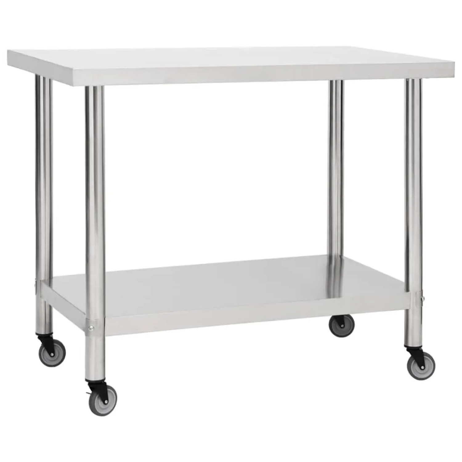DELUKE Edelstahl Arbeitstisch Mit Rollen BEWO 100x45x85cm Gastro-Tischwagen Arbeitsfläche Gastro-Küchentisch Servierwage...