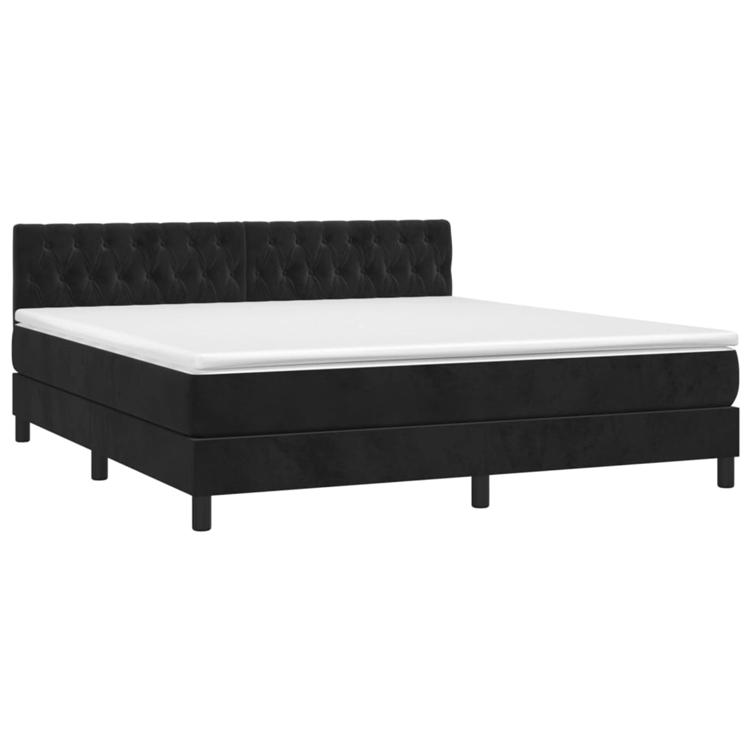 vidaXL Boxspringbett mit Matratze & LED Schwarz 160x200 cm Samt 3134593 günstig online kaufen