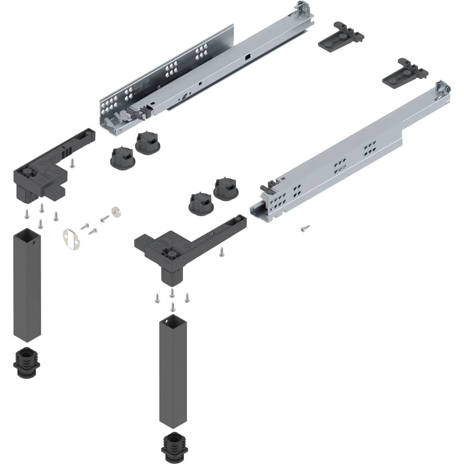 Blum Sockelbeschlag-Set Space-Step 410 mm Kunststoff Stahl Grau 150 kg