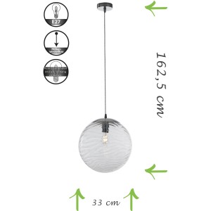 Transparente Luce Design Pendelleuchte Nereide, 33 cm Durchmesser, für E27 Leuchtmittel.