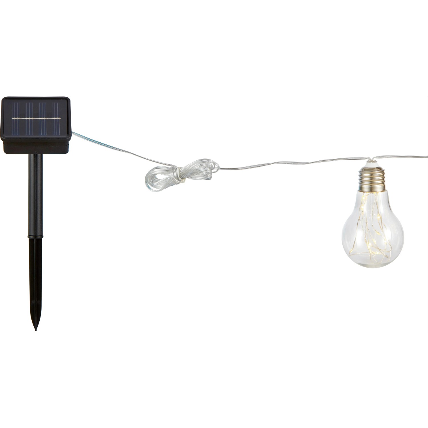 LED Solar Lichterkette, 480 cm, klare Glühbirnen, Solarpanel mit Erdspieß für Garten und Terrasse.