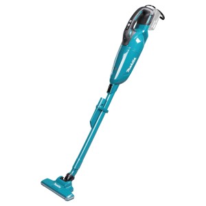 Makita Akku-Staubsauger in Türkis/Schwarz. Kabelloser Handstaubsauger mit ergonomischem Griff.