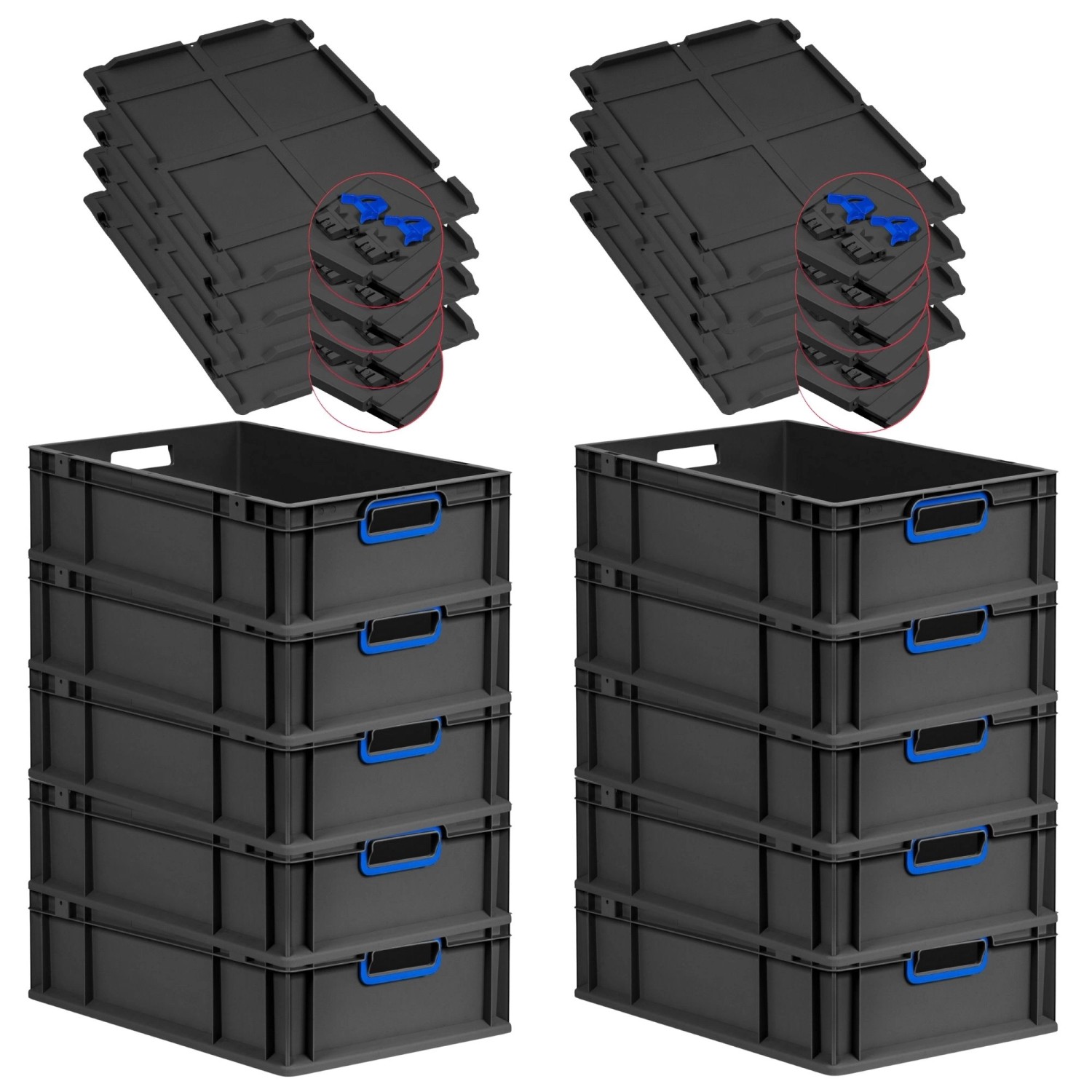 PROREGAL SuperSparSet 10x Eurobox Nextgen Color Mit Scharnierdeckel HxBxT 1 günstig online kaufen