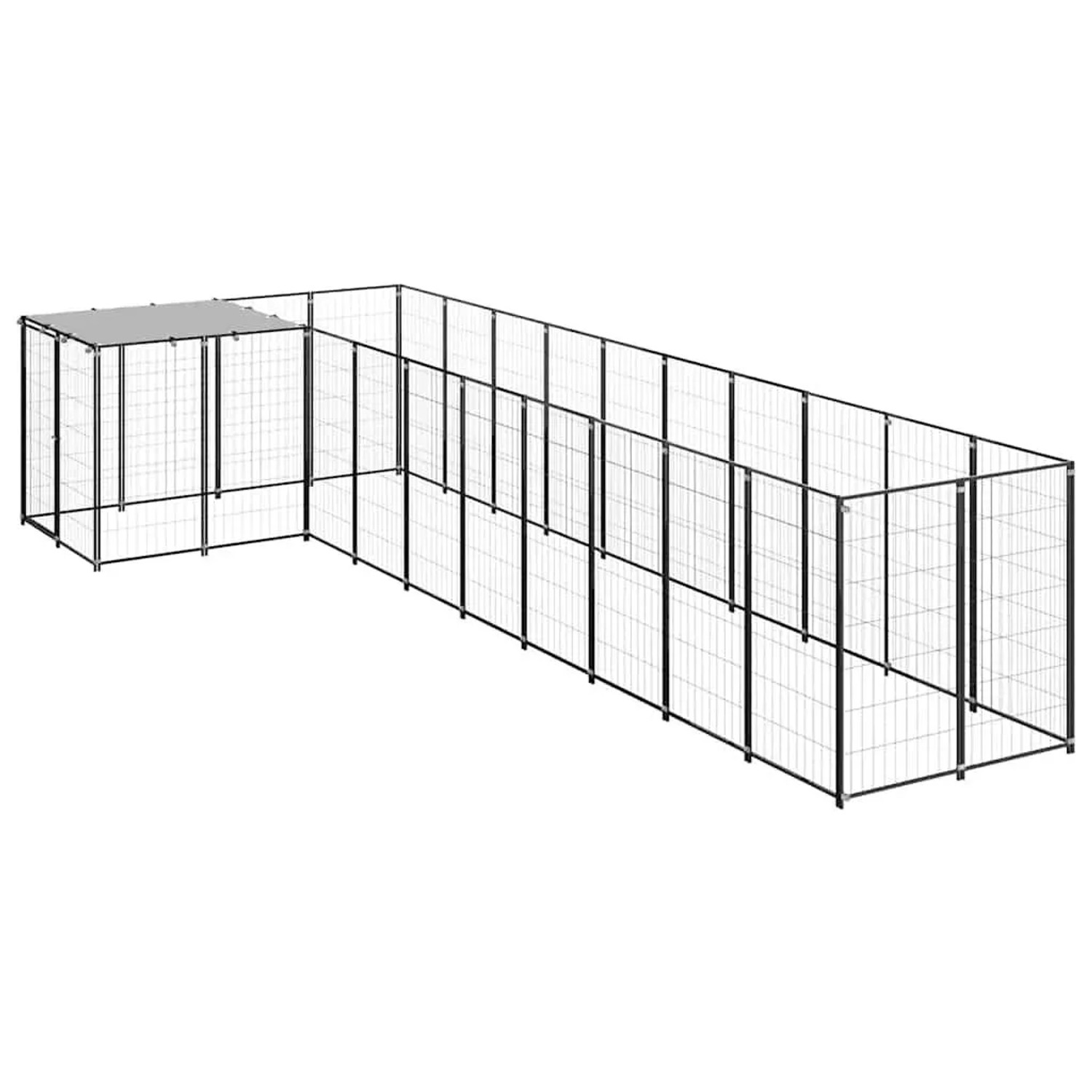 vidaXL Hundezwinger Schwarz 7,26 m² Stahl 3082237