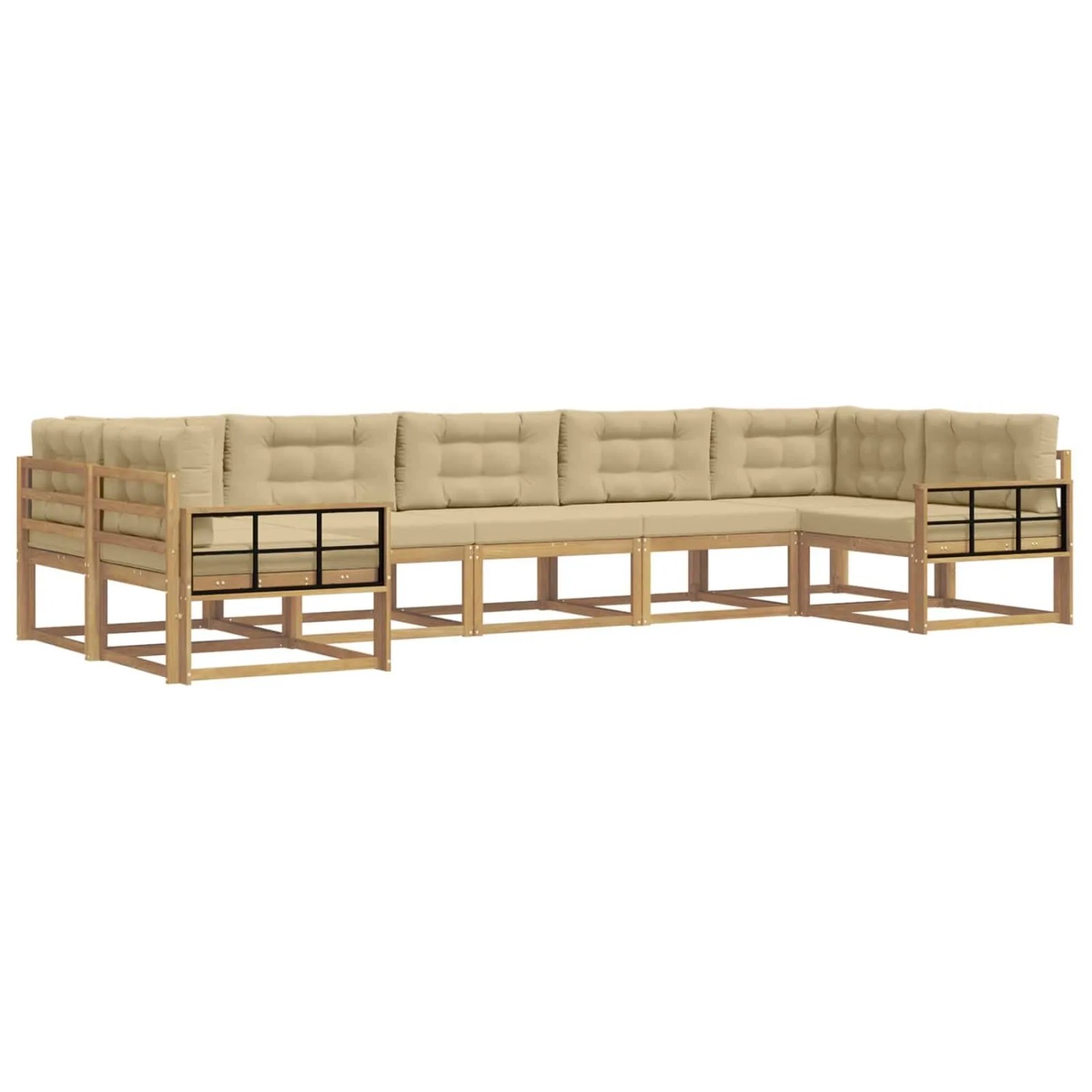 vidaXL Outdoor-Sofagarnitur mit Kissen 7 Stk Weiß und Beige 3386982