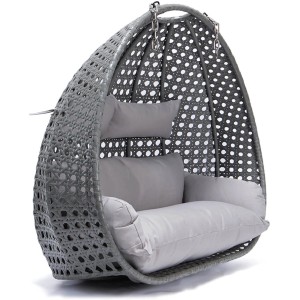 Grauer Home Deluxe Hängesessel-Korb Twin ohne Gestell mit Sitzkissen. Hängesessel für 2 Personen.