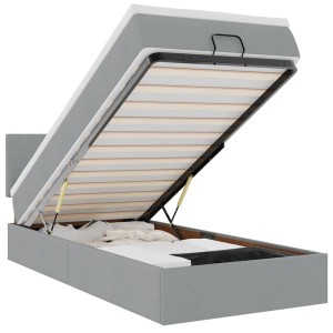 vidaXL Ottoman-Bett mit Matratze Hellgrau 90x200 cm Stoff 3311345