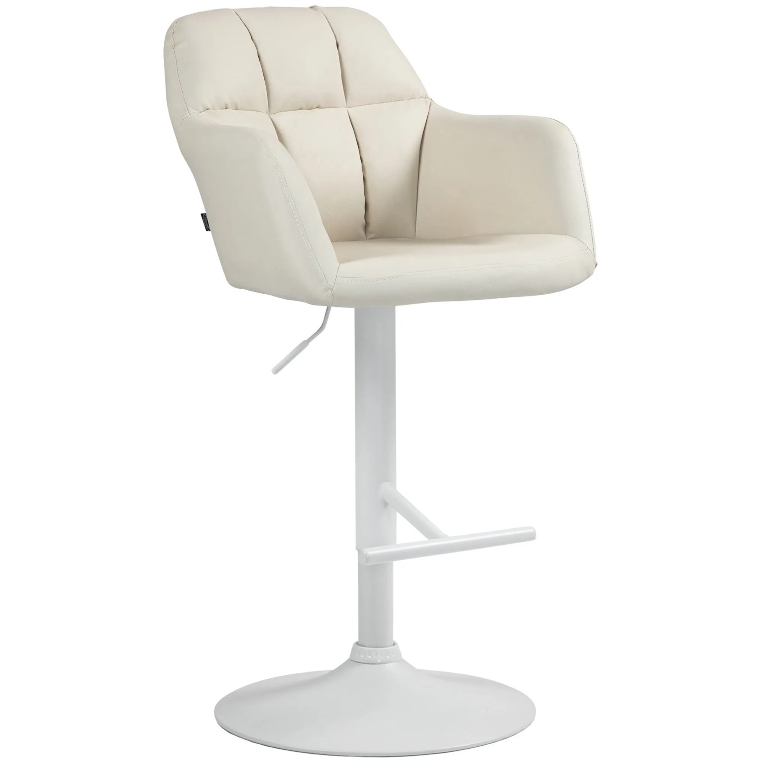 DELUKE Barhocker TUBEL Kunstleder Creme 57x59x97cm Weiß Barstuhl Höhenverstellbar Mit Lehne Drehbar Tresenhocker Tresenstuhl
