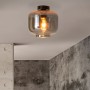 Anthrazitfarbene Näve Deckenleuchte Vaso Ø 25 cm mit E27 Fassung und Rauchglas-Schirm.