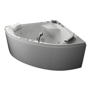 Weißer Jet-Line Eckwhirlpool Villa Sabrina für 2 Personen mit Kopfstützen, Wasserfall und Massagedüsen.