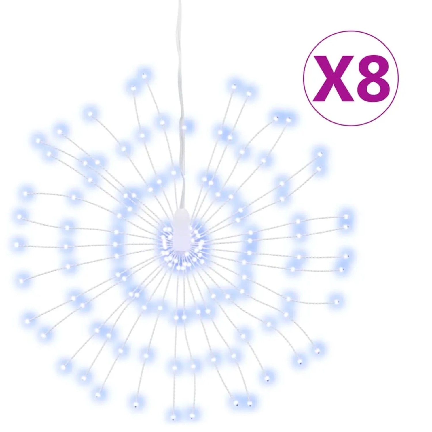 vidaXL Weihnachtsbeleuchtungen Feuerwerk 8 Stk 140 LEDs Kaltweiß 17cm 3190513_3